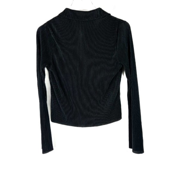 NWOT Ro & De Plisse Pleated Long Sleeve Buttondown Shirt Black Size Small S NEW - Picture 6 of 11